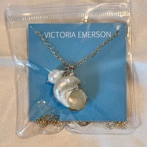 Victoria Emerson shell and pearl necklace.